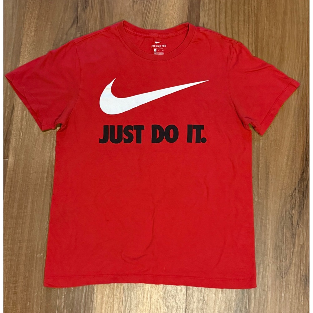 Nike Mens Just Do It Swoosh Graphic T-Shirt Red Short Sleeve Crew Neck Size S
